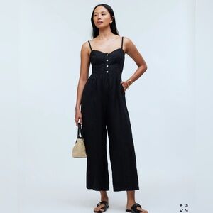 Madewell Black Sleeveless Jumpsuit in linen